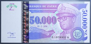 reverse: ZAIRE 50000 ZAIRES 1996 FDS