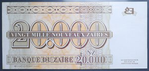 obverse: ZAIRE 20000 ZAIRES 1996 SUP