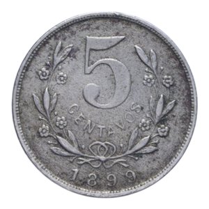 reverse: NICARAGUA 5 CENT. 1899 NC NI. 3,12 GR. BB+