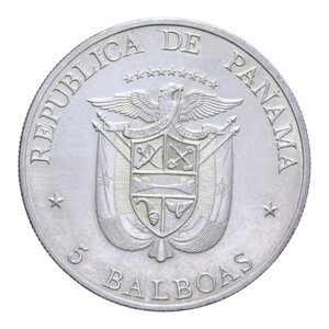 reverse: PANAMA 5 BALBOAS 1972 AG. 34,85 GR. qFDC