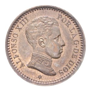 obverse: SPAGNA ALFONSO XIII 2 CENT. 1905 CU. 1,92 GR. FDC
