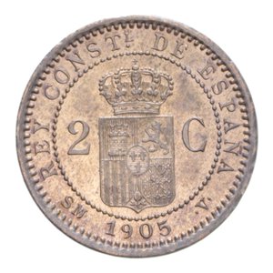 reverse: SPAGNA ALFONSO XIII 2 CENT. 1905 CU. 1,92 GR. FDC
