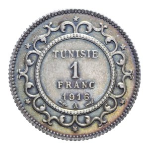 reverse: TUNISIA 1 FRANC 1916 AG. 5,06 GR. qSPL