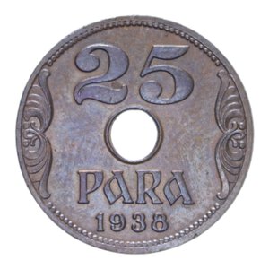 reverse: YUGOSLAVIA 25 PARA 1938 NC CU. 2,52 GR. qFDC