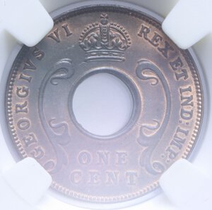 obverse: AFRICA EAST GIORGIO VI 1 CENT. 1942 CU. 2 GR. MS63 (CLASSICAL COIN GRADING AA786835)