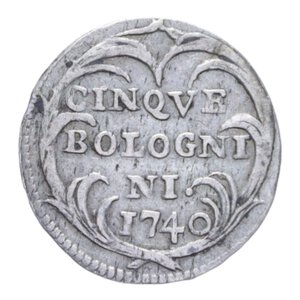 reverse: BOLOGNA BENEDETTO XIV (1740-1758) 5 BOLOGNINI 1740 AG. 1,35 GR. BB