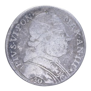 reverse: BOLOGNA PIO VI (1775-1799) TESTONE 1777 A. III AG.7,50 GR. MB-BB/qBB
