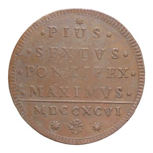 obverse: BOLOGNA PIO VI (1775-1799) 2 BAIOCCHI 1796 CU. 20,05 GR. qSPL