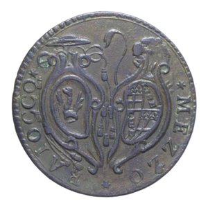 reverse: BOLOGNA PIO VI (1775-1799) MEZZO BAIOCCO 1781 CU. 5,21 GR. BB-SPL