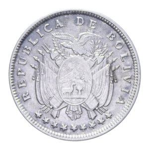 obverse: BOLIVIA 20 CENT. 1909 AG. 3,96 GR. BB+