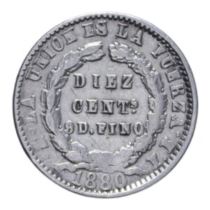reverse: BOLIVIA 10 CENT. 1880 AG.2,27 GR. BB