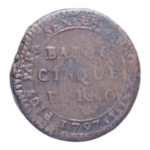 reverse: FERMO PIO VI (1775-1799) 5 BAIOCCHI 1797 MADONNINA CU. 17,08 GR. qBB