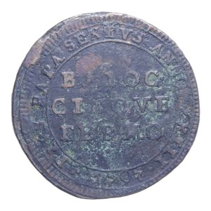 reverse: FERMO PIO VI (1775-1799) 5 BAIOCCHI 1797 MADONNINA CU. 15,98 GR. qBB