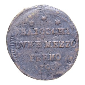 reverse: FERMO PIO VI (1775-1799) DUE BAIOCCHI E MEZZO 1796 SAMPIETRINO CU. 13,13 GR. qBB