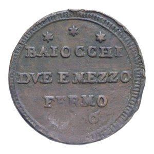 reverse: FERMO PIO VI (1775-1799) DUE BAIOCCHI E MEZZO 1796 SAMPIETRINO CU. 13,48 GR. BB