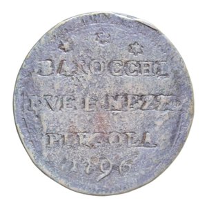 reverse: PERGOLA PIO VI (1775-1799) DUE BAIOCCHI E MEZZO 1796 SAMPIETRINO NC CU. 13,18 GR. qBB