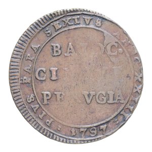 reverse: PERUGIA PIO VI (1775-1799) 5 BAIOCCHI 1797 MADONNINA CU. 17,57 GR. qBB