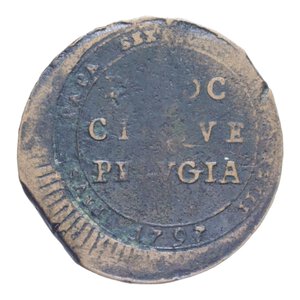 reverse: PERUGIA PIO VI (1775-1799) 5 BAIOCCHI 1797 MADONNINA CU. 12,15 GR. MB+