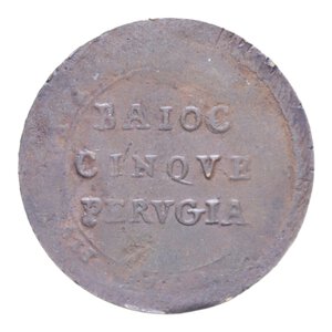 reverse: PERUGIA PIO VI (1775-1799) 5 BAIOCCHI 1797 MADONNINA CU. 17,64 GR. qBB