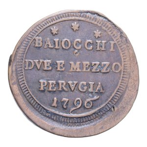 reverse: PERUGIA PIO VI (1775-1799) DUE BAIOCCHI E MEZZO 1796 SAMPIETRINO CU. 15,53 GR. qBB/BB
