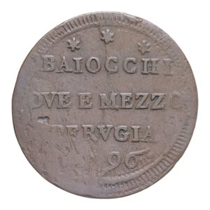 reverse: PERUGIA PIO VI (1775-1799) DUE BAIOCCHI E MEZZO 1796 SAMPIETRINO CU. 15,79 GR. qBB