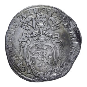 obverse: ROMA CLEMENTE VIII (1592-1605) TESTONE DEL GIUBILEO AG. 9,38 GR. BB