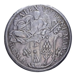 obverse: ROMA ALESSANDRO VII (1655-1667) PIASTRA R AG. 31,68 GR. MIR. 1850/1 BB (APPICCAGNOLO RIMOSSO)
