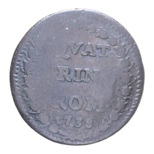 reverse: ROMA CLEMENTE XII (1730-1740) QUATTRINO 1738 A. IX CU. 2 GR. MB-BB