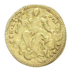 reverse: ROMA BENEDETTO XIV (1740-1758) MEZZO ZECCHINO 1741 R AU. 1,69 GR. MIR. 2592/3 BB