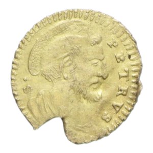 ROMA BENEDETTO XIV (1740-1758) MEZZO SCUDO R AU. 0,89 GR. MIR. 2595/1 BB-SPL (PARTE TONDELLO MANCANTE)