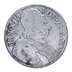 obverse: ROMA BENEDETTO XIV (1740-1758) DOPPIO GIULIO 1755 A. XVI AG. 4,74 GR. qBB