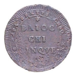 reverse: ROMA PIO VI (1775-1799) 5 BAIOCCHI 1797 MADONNINA CU. 16,99 GR. qBB