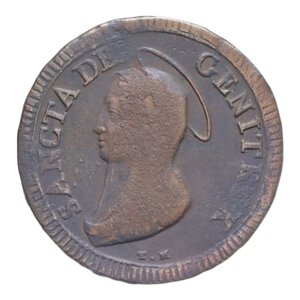 obverse: ROMA PIO VI (1775-1799) 5 BAIOCCHI 1797 MADONNINA CU. 12,87 GR. qBB