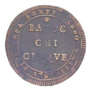 reverse: ROMA PIO VI (1775-1799) 5 BAIOCCHI 1797 MADONNINA CU. 12,87 GR. qBB