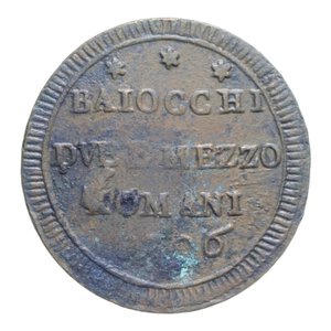 reverse: ROMA PIO VI (1775-1799) DUE BAIOCCHI E MEZZO 1796 SAMPIETRINO CU. 13,13 GR. BB
