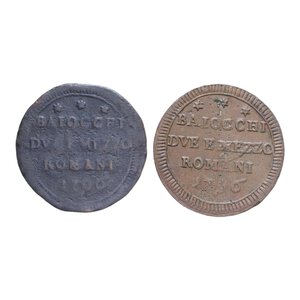 reverse: ROMA PIO VI (1775-1799) DUE BAIOCCHI E MEZZO 1796 SAMPIETRINO LOTTO 2 MONETE CU. VARIE CONSERVAZIONI