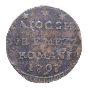 reverse: ROMA PIO VI (1775-1799) DUE BAIOCCHI E MEZZO 1797 SAMPIETRINO MODULO RIDOTTO CU. 7,64 GR. MB-BB