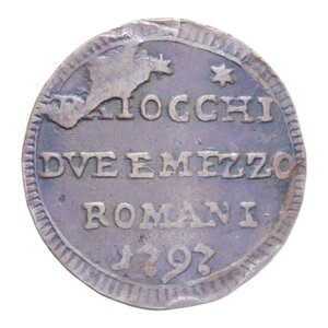reverse: ROMA PIO VI (1775-1799) DUE BAIOCCHI E MEZZO 1797 SAMPIETRINO CU. 11,39 GR. BB