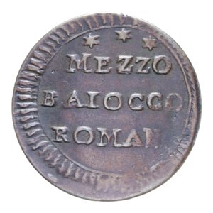 reverse: ROMA PIO VI (1775-1799) MEZZO BAIOCCO ROMANO A. XXIII 3,79 GR. BB