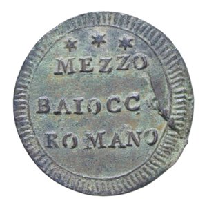 reverse: ROMA PIO VI (1775-1799) MEZZO BAIOCCO ROMANO A. XXIII CU. 3,31 GR. BB-SPL