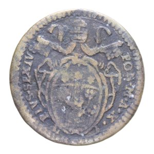 obverse: ROMA PIO VI (1775-1799) QUATTRINO ROMANO A. X CU. 1,97 GR. MB-BB