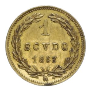 reverse: ROMA PIO IX (1846-1870) SCUDO STRETTO 1853 VIII AU. 1,75 GR. BB-SPL (COLPI)