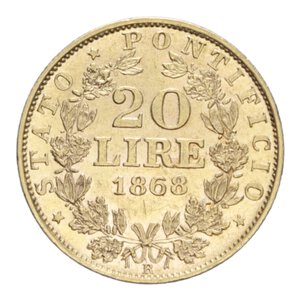 reverse: ROMA PIO IX (1846-1870) 20 LIRE 1868 XXII AU. 6,45 GR. BB-SPL/SPL 