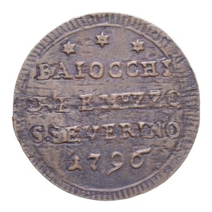 reverse: SAN SEVERINO PIO VI (1775-1799) DUE BAIOCCHI E MEZZO 1796 SAMPIETRINO CU. 15,57 GR. BB