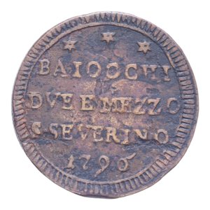 reverse: SAN SEVERINO PIO VI (1775-1799) DUE BAIOCCHI E MEZZO 1796 SAMPIETRINO CU. 15,45 GR. BB