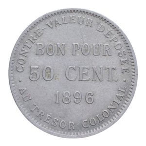 reverse: FRANCIA ILE DE LA REUNION 50 CENT. 1896 NI. 2,43 GR. BB+