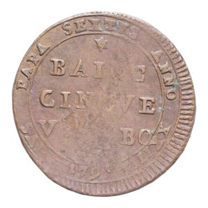 reverse: VITERBO PIO VI (1775-1799) 5 BAIOCCHI 1797 MADONNINA CU. 11,42 GR. qBB