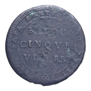 reverse: VITERBO PIO VI (1775-1799) 5 BAIOCCHI 1797 MADONNINA CU. 19,45 GR. MB-BB
