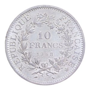 reverse: FRANCIA 10 FRANCS 1968 AG. 25,02 GR. FDC (SEGNETTI AL BORDO)