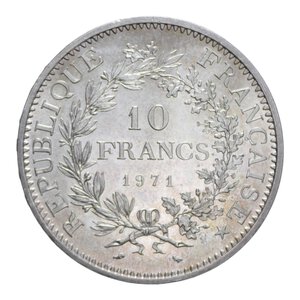 reverse: FRANCIA 10 FRANCS 1971 AG. 25 GR. FDC
